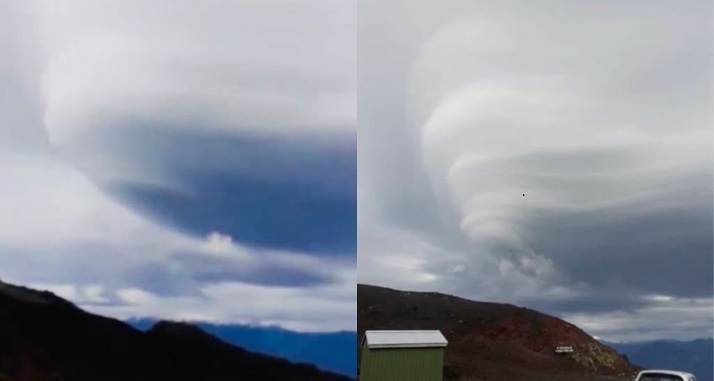 Así se vio desde lo alto del volcán Osorno: el impactante video del tornado que sorprendió a todos